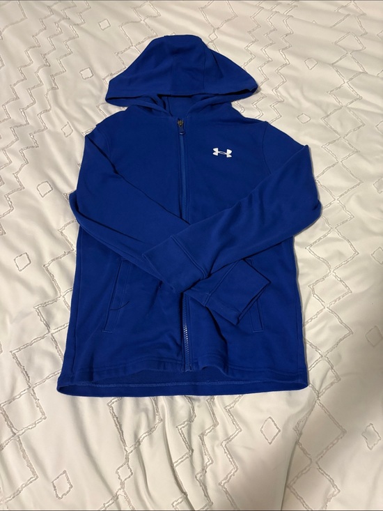 Under Armour Jackets & Blazers - Under Armour Blue Zip-Up Hoodie with White Logo